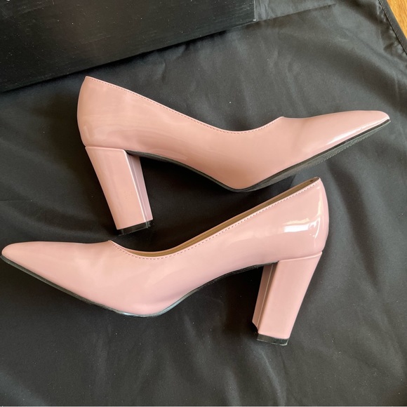 Nasty Gal Anaiya Baby Pink Pointed Toe Heels. Faux Patent - Picture 5 of 10